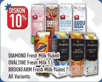 Promo Harga DIAMOND Fresh Milk/OVALTINE Fresh Milk/BROOKFARM Fresh Milk  - Hypermart