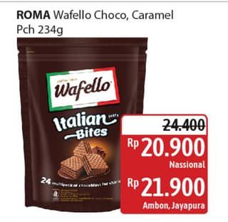 Promo Harga Roma Wafello Bites Butter Caramel, Choco Blast 234 gr - Alfamidi