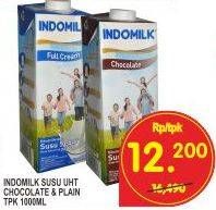 Promo Harga Indomilk Susu UHT Full Cream Plain, Cokelat 1000 ml - Superindo