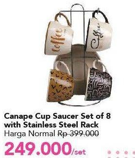 Promo Harga Cup & Saucer Set Canape With Stainless Steel Rack  - Carrefour
