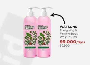 Promo Harga WATSONS Energising & Firming Body Wash per 3 pcs 750 ml - Watsons