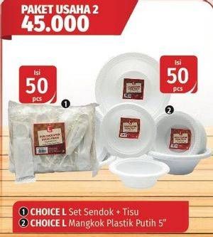 Promo Harga Choice L Set Sendok/Mangkok Plastik Putih 5"  - Lotte Grosir
