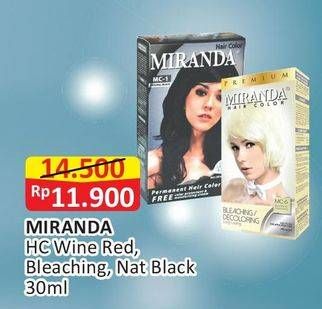 Promo Harga MIRANDA Hair Color Wine Red, Bleaching, Natural Black 30 ml - Alfamart
