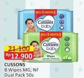 Promo Harga CUSSONS BABY Wipes Naturally Refreshing, Mild Gentle 50 sheet - Alfamart