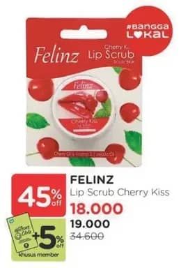 Promo Harga Felinz Lip Scrub Cherry Kiss 5 gr - Watsons