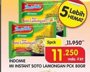 Promo Harga INDOMIE Mi Kuah Soto Lamongan per 5 pcs 80 gr - Superindo