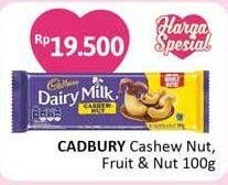 Promo Harga CADBURY Dairy Milk Cashew Nut 100 gr - Alfamidi