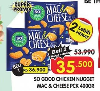 Promo Harga So Good Chicken Nugget Mac Cheese 400 gr - Superindo