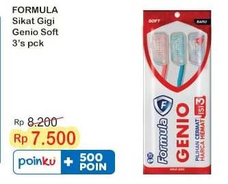 Promo Harga Formula Sikat Gigi Genio Soft 3 pcs - Indomaret