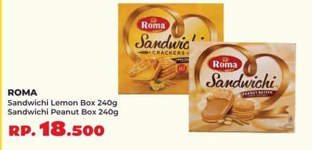 Promo Harga Roma Sandwich Peanut, Lemon 240 gr - Yogya