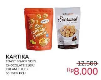 Promo Harga Kartika Toast Soes Snack Cream Choco, Cheese 50 gr - Indomaret