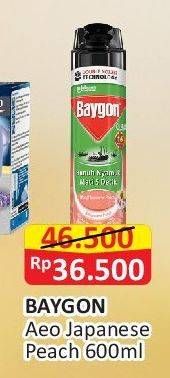 Promo Harga Baygon Insektisida Spray Japanese Peach 600 ml - Alfamart