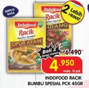 Promo Harga Indofood Bumbu Racik Special Ayam Mentega, Special Gulai, Special Kare, Special Opor Ayam, Special Rawon, Special Rendang, Special Semur, Special Soto Ayam 45 gr - Superindo