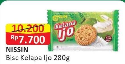 Promo Harga NISSIN Coconut Biscuits Kelapa Ijo 280 gr - Alfamart