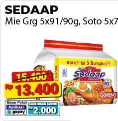 Promo Harga Sedaap Mie Goreng Original per 5 pcs 90 gr - Alfamart