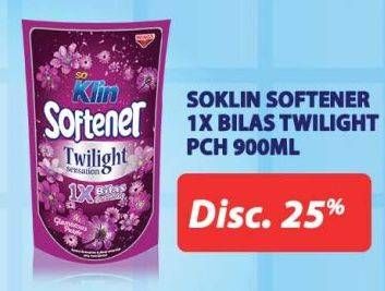 Promo Harga So Klin Softener Twilight Sensation Glamorous Purple 800 ml - Hypermart