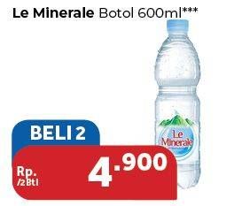 Promo Harga LE MINERALE Air Mineral per 2 botol 600 ml - Carrefour