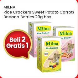 Promo Harga Milna Rice Crackers Sweet Potato Carrot, Banana Berries 5 pcs - Indomaret