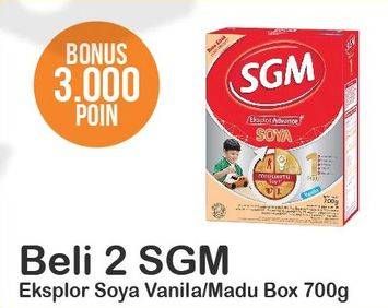 Promo Harga SGM Eksplor Soya 1-5 Susu Pertumbuhan Madu, Vanila per 2 box 700 gr - Alfamart