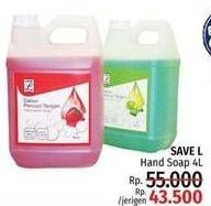 Promo Harga SAVE L Hand Soap 4 ltr - LotteMart