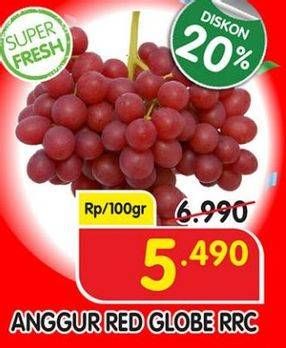 Promo Harga Anggur Red Globe RRC per 100 gr - Superindo