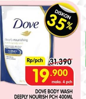 Promo Harga Dove Body Wash Deeply Nourishing 400 ml - Superindo