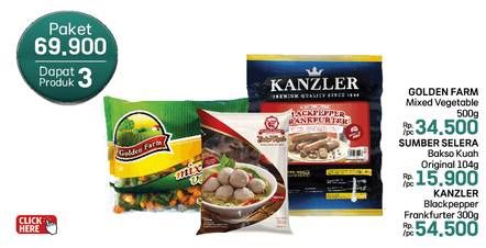 Promo Harga Golden Farm Mixed Vegetables/Sumber Selera Bakso Sapi/Kanzler Frankfurter  - LotteMart