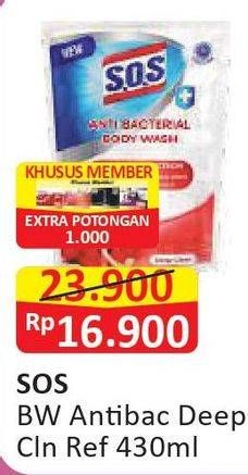 Promo Harga SOS Anti Bacterial Body Wash 430 ml - Alfamart