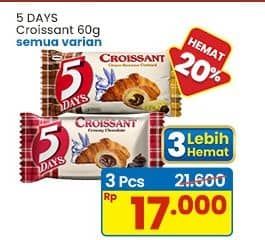 Promo Harga 5 Days Croissant All Variants 60 gr - Indomaret