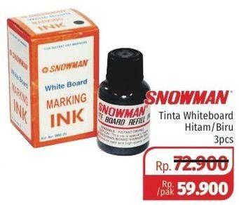 Promo Harga SNOWMAN Tinta Whiteboard Blue, Black per 3 botol - Lotte Grosir