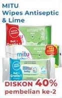 Promo Harga Mitu Baby Wipes Antiseptic Refreshing Lime 50 sheet - Indomaret