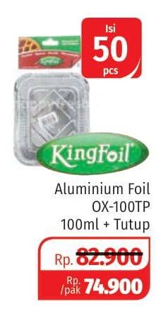 Promo Harga KING FOIL Aluminium Foil OX-100TP 100ml + Tutup 50 pcs - Lotte Grosir