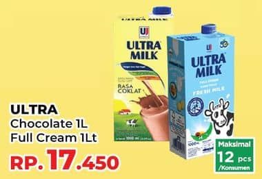 Promo Harga Ultra Milk Susu UHT Coklat, Full Cream 1000 ml - Yogya