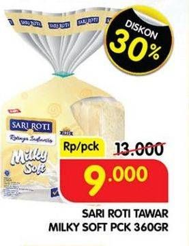 Promo Harga Sari Roti Roti Tawar Milky Soft 360 gr - Superindo
