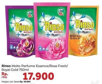 Promo Harga RINSO Liquid Detergent Perfume Essence, Classic Fresh, Molto Royal Gold 750 ml - Carrefour