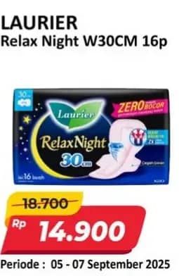 Promo Harga Laurier Relax Night 30cm 16 pcs - Alfamart