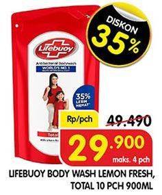Promo Harga LIFEBUOY Body Wash Lemon Fresh, Total 10 900 ml - Superindo