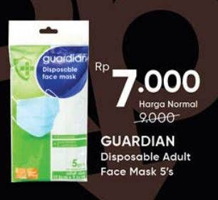 Promo Harga GUARDIAN Disposable Face Mask 5 pcs - Guardian