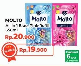 Promo Harga Molto All in 1 Blue Morning Fresh, Pink Sunshine Bloom 680 ml - Yogya