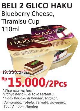 Promo Harga Glico Haku Blueberry Cheesecake Cup, Tiramisu Cup 110 ml - Alfamidi