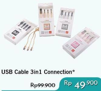 Promo Harga OKIDOKI USB Cable 3 in 1 Connection  - Carrefour