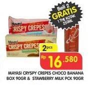 Promo Harga MAYASI Crispy Crepes Choco Banana, Strawberry Milk per 2 pcs 90 gr - Superindo