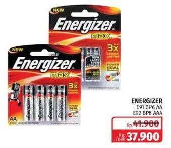 Promo Harga ENERGIZER Battery Alkaline Max AA E91, AAA E92 6 pcs - Lotte Grosir
