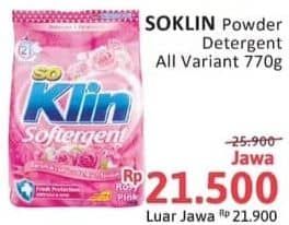 Promo Harga So Klin Softergent All Variants 770 gr - Alfamidi