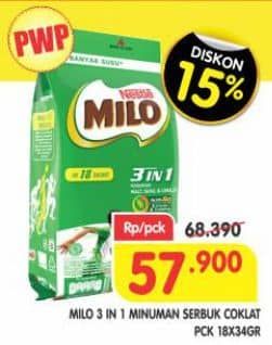 Promo Harga Milo ActivGo 3in1 per 18 sachet 35 gr - Superindo