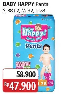 Promo Harga Baby Happy Body Fit Pants S38+2, M32, L28 28 pcs - Alfamidi