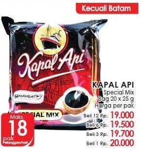 Promo Harga Kapal Api Kopi Bubuk Special Mix per 20 sachet 25 gr - LotteMart