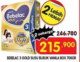 Promo Harga BEBELAC 3 Gold Susu Pertumbuhan Vanilla 700 gr - Superindo
