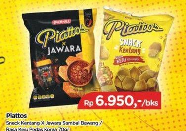 Promo Harga Piattos Snack Kentang Jawara Sambal Bawang, Keju Pedas Korea 70 gr - TIP TOP