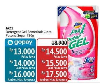 Promo Harga Attack Jaz1 DeterGel Semerbak Cinta, Pesona Segar 750 ml - Alfamidi